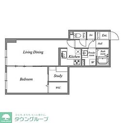 オーパスホームズ白山 10階1LDKの間取り
