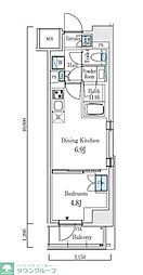 テラス駒込サウス 12階1DKの間取り