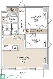 ＨＦ東尾久レジデンス 5階2LDKの間取り