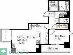 デュオフラッツ上野松が谷 11階1LDKの間取り