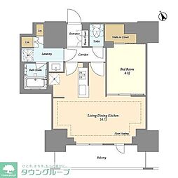 オアーゼ日暮里レジデンス 3階1LDKの間取り