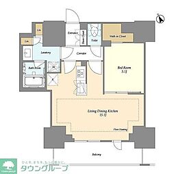 オアーゼ日暮里レジデンス 2階1LDKの間取り