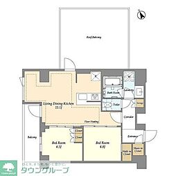 オアーゼ日暮里レジデンス 11階2LDKの間取り