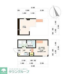 スカイパークテラス 1階1Kの間取り