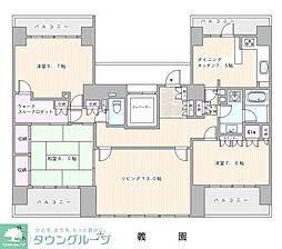 藤和シティホームズ六義園 9階3LDKの間取り