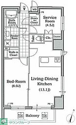 レジディア文京本駒込 13階1SLDKの間取り