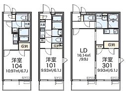 レオネクストグリーンパーク舎人 2階1Kの間取り