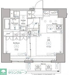 DIPS上野NORTH 10階1LDKの間取り