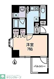 西川ビル 7階1Kの間取り