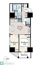 ザ・ライオンズフォーシア町屋 9階2DKの間取り