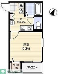 リレア赤羽 2階1Kの間取り