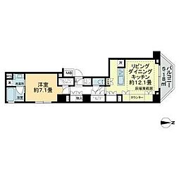 ベルジェンド西日暮里グランセルサス 4階1LDKの間取り