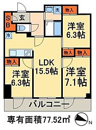 ロイヤルＫＪ 9階2SLDKの間取り