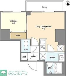 クラリティア西日暮里 13階1LDKの間取り