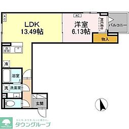 グラナーデ加賀 3階1LDKの間取り