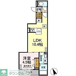 セレスティア皿沼 1階1LDKの間取り