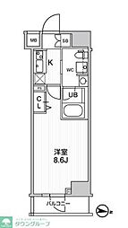 ジェノヴィア三ノ輪IIスカイガーデン 6階1Kの間取り