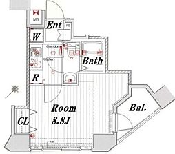 メイクスデザイン入谷 3階1Kの間取り