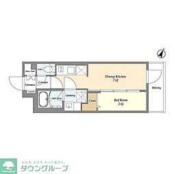 グランカーサ千駄木 2階1DKの間取り