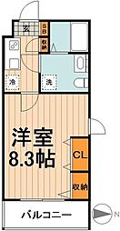 アーバハイツ扇大橋 5階1Kの間取り