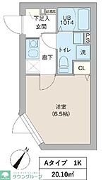 レピュア三ノ輪レジデンスII 3階1Kの間取り