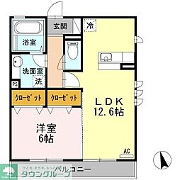 クレール扇 3階1LDKの間取り