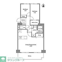 コンフォリア竹ノ塚ウエスト 7階2LDKの間取り