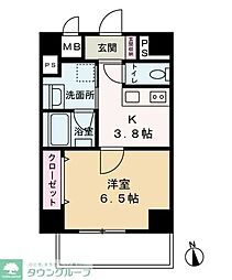 Como　Palacio日暮里 9階1Kの間取り