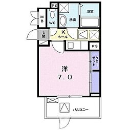 ソレアード西尾久 1Kの間取図画像