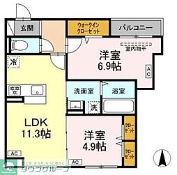 セレスティア扇V 2LDKの間取図画像