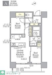 グランエール西日暮里 2LDKの間取図画像