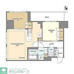 オアーゼ日暮里レジデンス 1SLDKの間取図画像