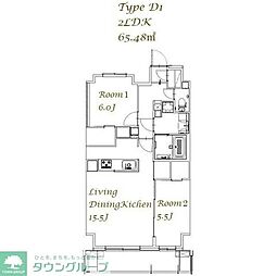 スプランディッド西日暮里 2LDKの間取図画像