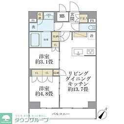 ジオエント駒込 2LDKの間取図画像