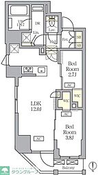 アジールコート王子 2LDKの間取図画像