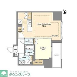 オアーゼ日暮里レジデンス 1LDKの間取図画像