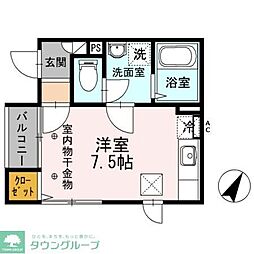 フルール谷中 ワンルームの間取図画像