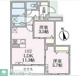 アローマ王本町 2LDKの間取図画像