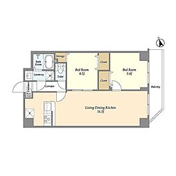 ALPHACOURT町屋 2LDKの間取図画像