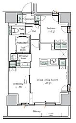 ONE ROOF RESIDENCE NISHINIPPORI 2LDKの間取図画像