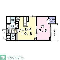 CREVANCE荒川 1LDKの間取図画像