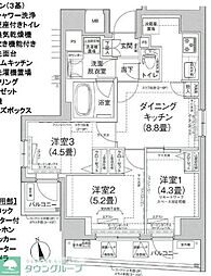 ルフレプレミアム町屋 3DKの間取図画像