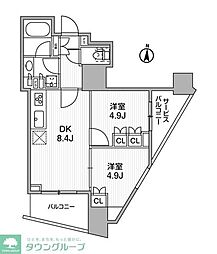 nido蔵前アベニュー 2DKの間取図画像