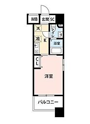 メビウス新宿御苑 1Kの間取図画像