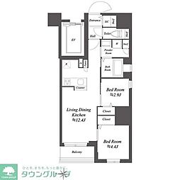 ドゥーエ亀戸2 2LDKの間取図画像
