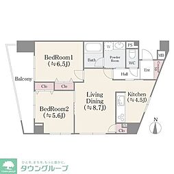 大島神田ビルアビタシオン大島 2LDKの間取図画像