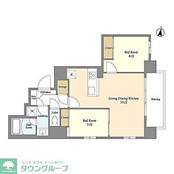 グランパセオ押上 2LDKの間取図画像