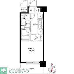 ハーモニーレジデンス武蔵小杉 4階1Kの間取り