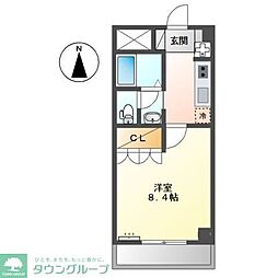 サンレジデンスII 2階1Kの間取り