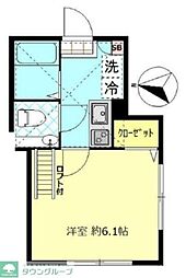ルークス武蔵小杉(ルークスムサシコズギ) 1階1Kの間取り